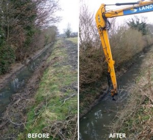 Before and after photo of watercourse