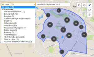 Crime map South Ashford