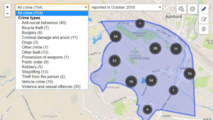 South Ashford Crime Map October 2016