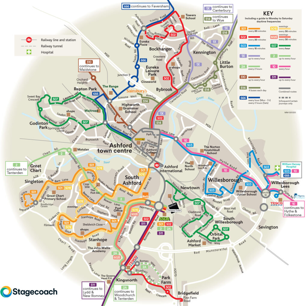 Ashford Bus Service Route Map